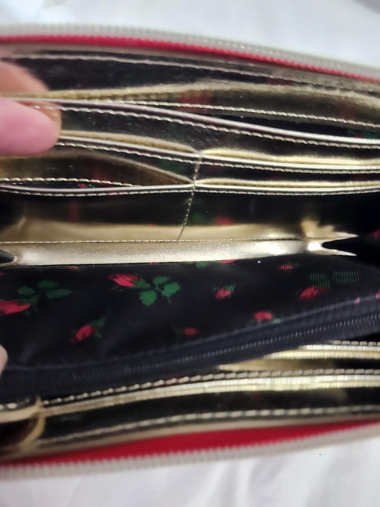 Betsey Johnson Red Zip Wallet with Leopard Bow Accent - Picture 10 of 12